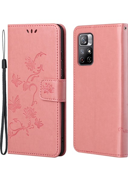 Cüzdan Fonksiyon Kılıfı Baskılı Çiçek Anti -Güz Pu Deri Koruyucu Telefon Stand Kabuğu Xiaomi Redmi Not 11 /redmi Not 11T /redmi Not 11S -Pink (Yurt Dışından)