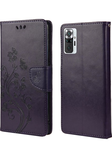 Baskılı Kelebekler Çiçek Deri Cüzdanı Xiaomi Redmi Için Stand Kılıfı Note 10 Pro-Moral (Yurt Dışından)