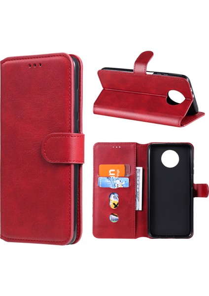 Klasik Cüzdan Stand Flip Deri Telefon Kılıfı Xiaomi Redmi Note 9 5g/redmi Not 9t 5g-Red (Yurt Dışından)