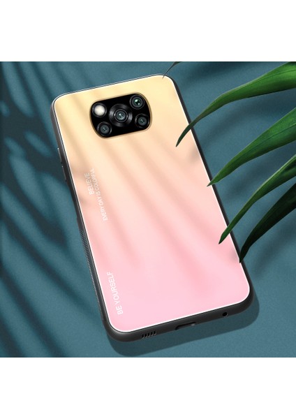 Xiaomi Poco X3 Nfc/poco X3-Gold/pınk Için Gradyan Kabuk Temperli Cam+Pc+Tpu Koruyucu Kasa (Yurt Dışından)