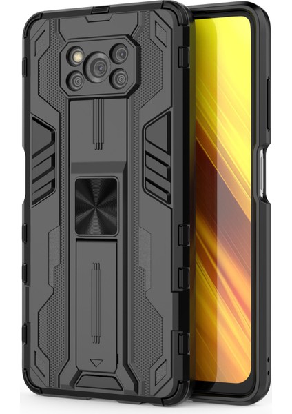 Anti Drop Pc+Tpu Hibrit Telefon Kılıfı Kickstand ile Xiaomi Poco X3/poco X3 Pro/poco X3 Nfc-Black (Yurt Dışından)