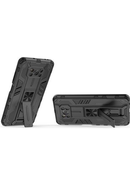 Anti Drop Pc+Tpu Hibrit Telefon Kılıfı Kickstand ile Xiaomi Poco X3/poco X3 Pro/poco X3 Nfc-Black (Yurt Dışından)