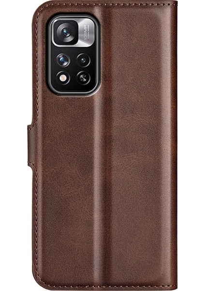 Pu Deri Manyetik Cüzdan Standı Kasa Şok Geçirmez Tpu Xiaomi Redmi Için Iç Koruyucu Flip Kapak Not 11 Pro+ 5g/redmi Note 11 Pro 5g (Çin) (Mediatek) -Kark Brown (Yurt Dışından) modelleri
