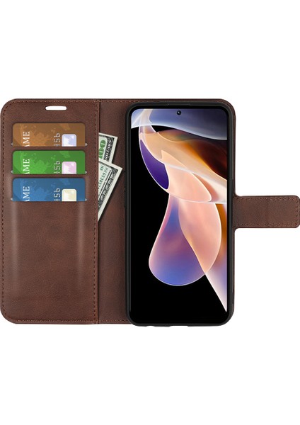 Pu Deri Manyetik Cüzdan Standı Kasa Şok Geçirmez Tpu Xiaomi Redmi Için Iç Koruyucu Flip Kapak Not 11 Pro+ 5g/redmi Note 11 Pro 5g (Çin) (Mediatek) -Kark Brown (Yurt Dışından) fırsatları