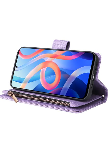 Cilt Dokunuşu Pu Deri Kart Yuvaları Fermuarı Cüzdan Kılıf Flip Stand Çizgileri Xiaomi Redmi Için Kayış ile Baskılı Kapak Not 11 5g (Çin) (Mediatek)/redmi Not 11T 5g/not 11S 5g-Sergi (Yurt Dışından) fırsatları
