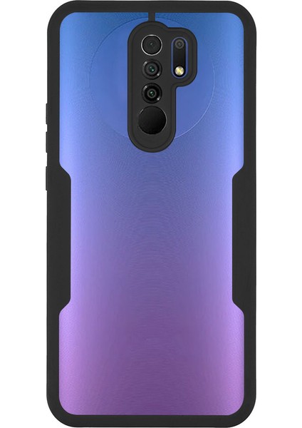 Çok Yönlü Koruma Evcil Hayvan Ekranı Koruyucusu+Akrilik Geri+Tpu Çerçeve Telefon Kasası Hibrit Kapak Xiaomi Redmi 9-Black (Yurt Dışından)