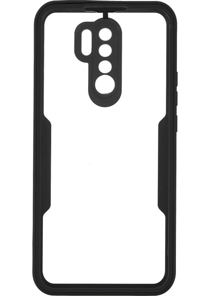 Çok Yönlü Koruma Evcil Hayvan Ekranı Koruyucusu+Akrilik Geri+Tpu Çerçeve Telefon Kasası Hibrit Kapak Xiaomi Redmi 9-Black (Yurt Dışından) modelleri