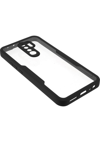 Çok Yönlü Koruma Evcil Hayvan Ekranı Koruyucusu+Akrilik Geri+Tpu Çerçeve Telefon Kasası Hibrit Kapak Xiaomi Redmi 9-Black (Yurt Dışından) fırsatları
