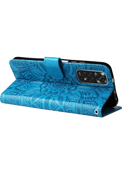 Xiaomi Redmi Için Note 11 Pro 5g (Mediatek)/note 11 Pro+ 5g/poco X4 NFC/11I 5g Ayçiçeği Baskılı Deri Kılıf Stand Cüzdan Telefon Kapak Mavisi (Yurt Dışından) modelleri