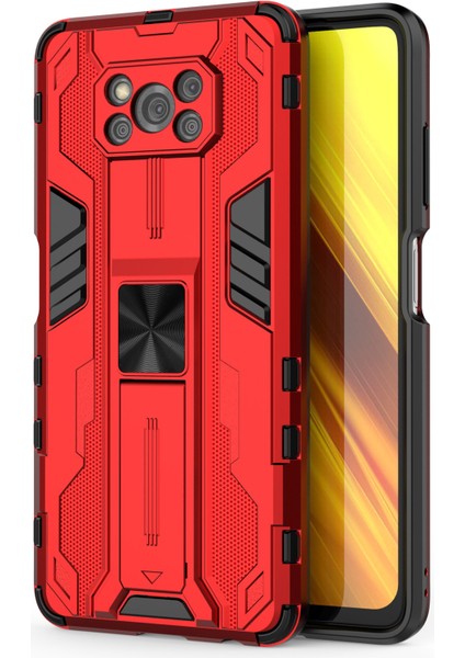 Anti Drop Pc+Tpu Hibrit Telefon Kılıfı Kickstand ile Xiaomi Poco X3/poco X3 Pro/poco X3 Nfc-Red (Yurt Dışından)