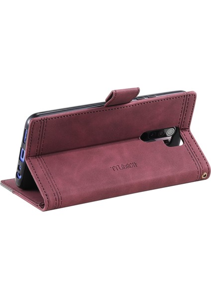 Xiaomi Için Ttudrch Redmı 9 004 Birleştirme Cilt Touch Stand Telefon Kılıfı Pu Deri Cüzdan Kapağı Rfıd Blowantıon-Wıne Red ile (Yurt Dışından) fırsatları