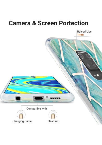 Yumuşak Tpu Akıllı Telefon Kasası Mermer Desen Baskı Imd Elektraptaşlama Telefon Kapağı Xiaomi Redmi Note 9 Pro/not 9s/not 9 Pro Maks-Green (Yurt Dışından) fiyatları