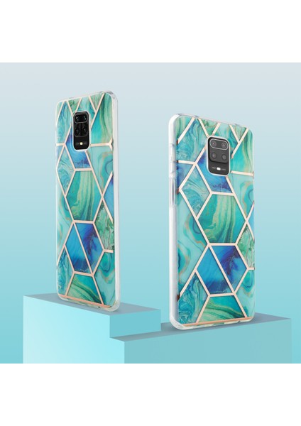 Yumuşak Tpu Akıllı Telefon Kasası Mermer Desen Baskı Imd Elektraptaşlama Telefon Kapağı Xiaomi Redmi Note 9 Pro/not 9s/not 9 Pro Maks-Green (Yurt Dışından) fırsatları