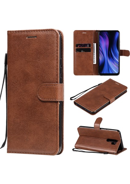 Xiaomi Redmi 9-Brown Için Cüzdan Deri Stand Kapak Kılıfı (Yurt Dışından)