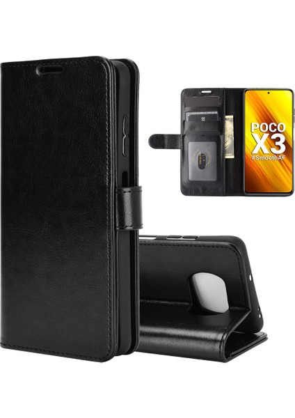Xiaomi Poco X3/poco X3 Nfc-Black Için Crazy Horse Cilt Cüzdan Telefon Kapak Kılıfı (Yurt Dışından)
