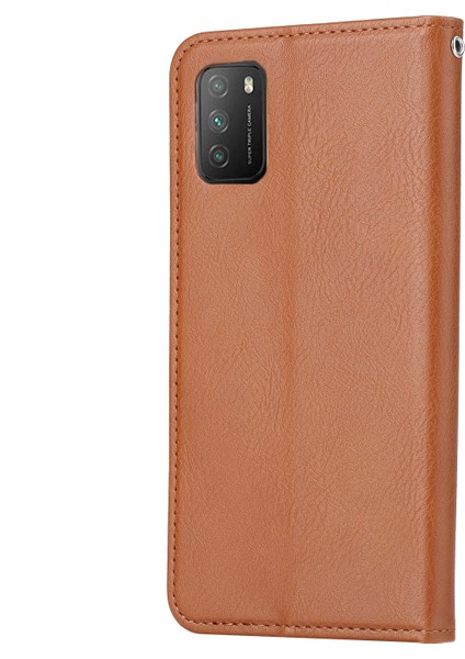 Cüzdan Stand Tasarımı Xiaomi Poco M3-Brown Için Otomatik Emilmiş Deri Koruyucu Telefon Kapağı (Yurt Dışından)