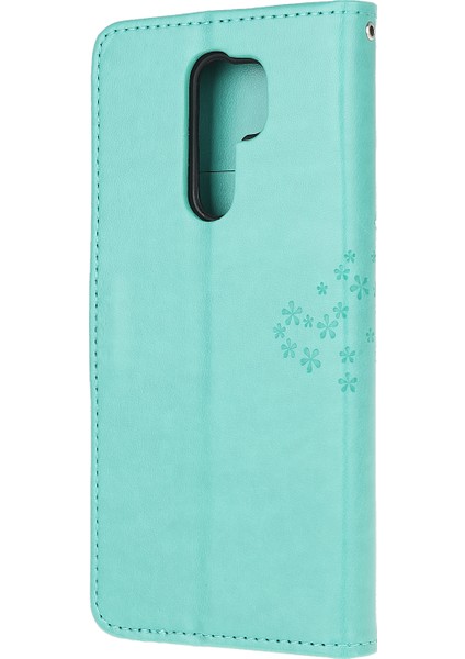 Baskı Ağacı Baykuş Cüzdan Deri Kılıfı Xiaomi Redmi 9-Cyan Için (Yurt Dışından)