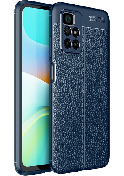 Xiaomi Redmi 10 4g (2021)/REDMI 10 Prime/redmi 10 2022 4g/redmi Not 11 4g (Mediatek) Litchi Doku Anti-Çizelge Anti-Fall Işık Ince Telefon Geri Kılıf Tpu Kapak-Mavi (Yurt Dışından)