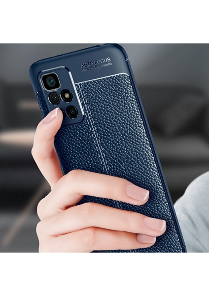Xiaomi Redmi 10 4g (2021)/REDMI 10 Prime/redmi 10 2022 4g/redmi Not 11 4g (Mediatek) Litchi Doku Anti-Çizelge Anti-Fall Işık Ince Telefon Geri Kılıf Tpu Kapak-Mavi (Yurt Dışından) fiyatları