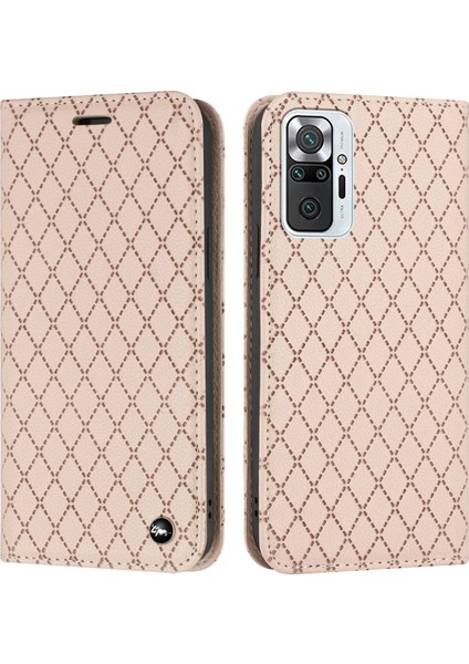 Xiaomi Redmi Için Note 10 Pro 4g (Global)/(Hindistan)/redmi Note 10 Pro Max 4g Anti-Fall Flip Case Rhombus Pattern Litchi Doku Manyetik Pu Deri Cüzdan Kaplama Sarı (Yurt Dışından)
