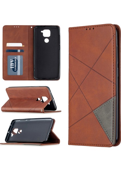 Xiaomi Için Geometrik Deri Deri Kabuğu Redmi Not 9/redmi 10X 4g-Brown (Yurt Dışından)