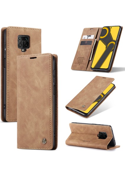 Xiaomi Redmi Için Otomatik Emilmiş Deri Cüzdan Kılıfı Not 9 Pro/not 9 Pro Max/note 9s-Brown (Yurt Dışından)