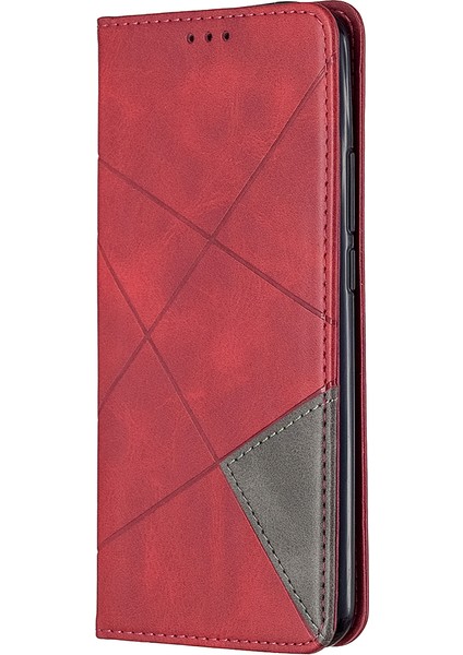 Xiaomi Redmi Için Geometrik Deri Deri Kabuğu 9-Kırmızı (Yurt Dışından) fiyatları