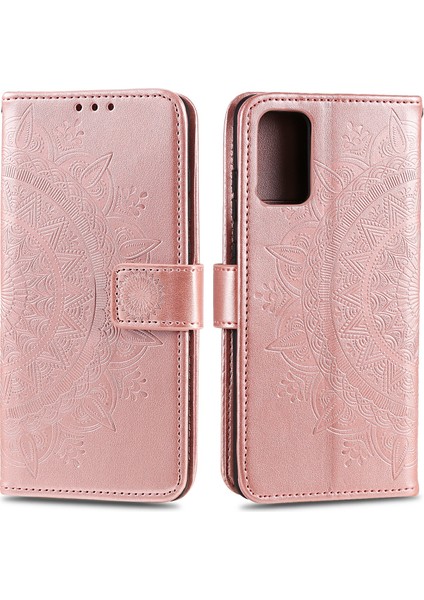 Xiaomi Poco M3-Rose Altın Için Kayışlı Mandala Çiçek Cüzdan Deri Kılıf (Yurt Dışından)