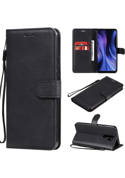 Xiaomi Redmi 9-Black Için Cüzdan Deri Stand Kapak Kılıfı (Yurt Dışından)