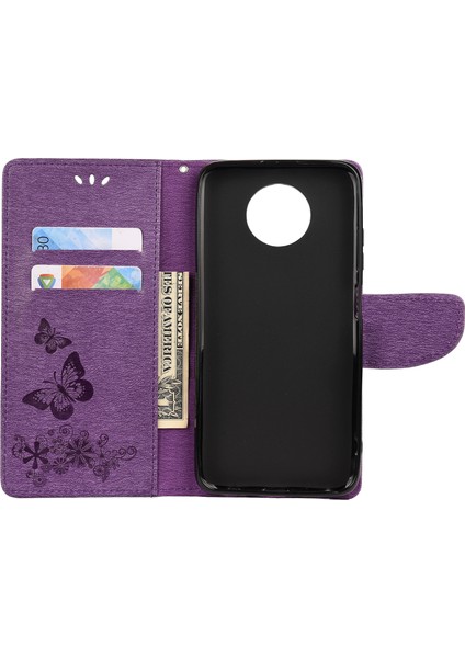 Baskılı Kelebekler Çiçek Deri Cüzdanı Xiaomi Redmi Için Stand Kılıfı Not 9 5g/redmi Not 9t 5g-Doğru (Yurt Dışından)