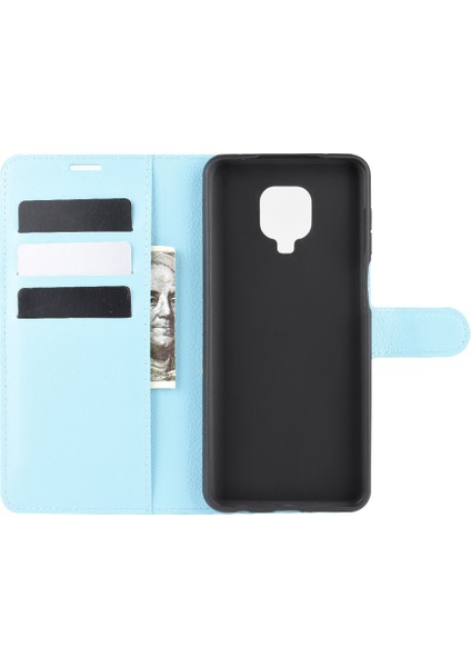 Litchi Doku Cüzdan Kapak Xiaomi Redmi Için Deri Kılıf Not 9 Pro/not 9s/not 9 Pro Max-Baby Mavi (Yurt Dışından) modelleri