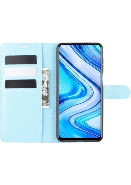 Litchi Doku Cüzdan Kapak Xiaomi Redmi Için Deri Kılıf Not 9 Pro/not 9s/not 9 Pro Max-Baby Mavi (Yurt Dışından) fırsatları