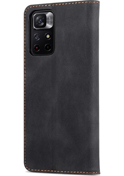 Manyetik Kapatma Pu Deri Deri Flip Cüzdan Kılıfı Stand Şok Geçirmez Tpu Iç Kabuk Telefonu Xiaomi Için Poco M4 Pro 5g/redmi Not 11 5g (Çin) (Mediatek) -Black (Yurt Dışından) modelleri