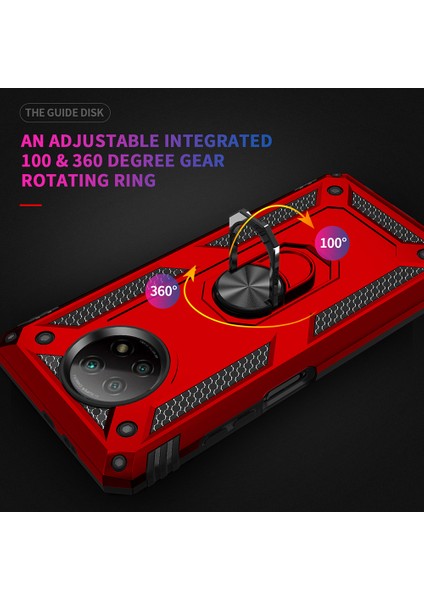 Hibrit Pc+Tpu Telefon Kılıfı Kabuk Xiaomi Için Anti-Fall Parmak Yüzük Kickstand Note 9 5g/redmı Not 9t 5g-Kırmızı (Yurt Dışından) fiyatları