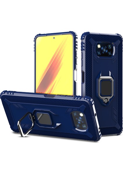 Parmak Kickstand Telefon Kasası Tpu Koruyucu Kabuk Xiaomi Poco X3 Nfc/poco X3-Blue (Yurt Dışından)