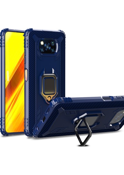 Parmak Kickstand Telefon Kasası Tpu Koruyucu Kabuk Xiaomi Poco X3 Nfc/poco X3-Blue (Yurt Dışından)