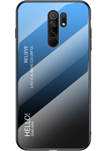 Xiaomi Redmi 9-Mavi/siyah Için Gradyan Renk Temperli Cam+Pc+Tpu Kombo Kasa (Yurt Dışından)