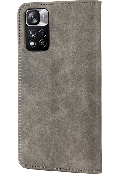 Cilt Touch Duygu Stand Cüzdan Renk Ekleme Telefon Kılıfı Xiaomi Redmi Için Deri Kapak Not 11 Pro 5g (Çin)/note 11 Pro+ 5g-Grey (Yurt Dışından) modelleri