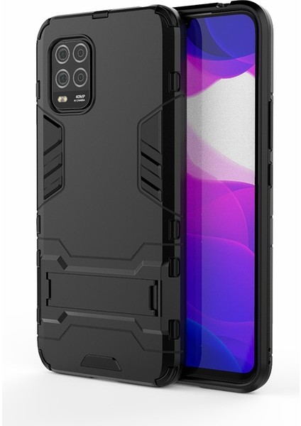 2'de 1 Hibrit Pc+Tpu Telefon Kasası, Xiaomi Mi Için Kickstand ile 10 Lite 5g-Black (Yurt Dışından)