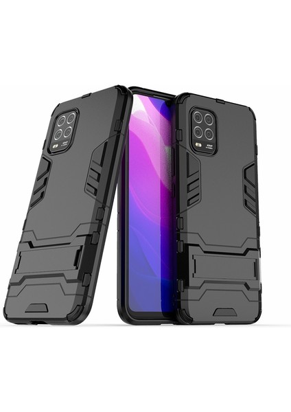 2'de 1 Hibrit Pc+Tpu Telefon Kasası, Xiaomi Mi Için Kickstand ile 10 Lite 5g-Black (Yurt Dışından)