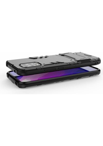 2'de 1 Hibrit Pc+Tpu Telefon Kasası, Xiaomi Mi Için Kickstand ile 10 Lite 5g-Black (Yurt Dışından)