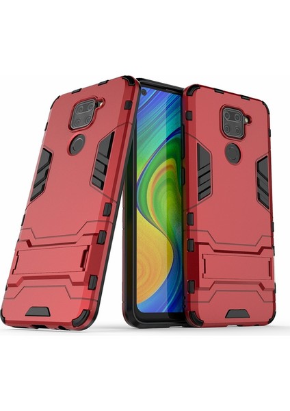 Xiaomi Redmi Için Kickstand ile 2 Arada 2+Tpu Telefon Kılıfı Not 9/redmi 10X 4g-Red (Yurt Dışından)
