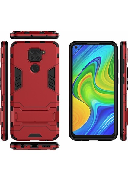 Xiaomi Redmi Için Kickstand ile 2 Arada 2+Tpu Telefon Kılıfı Not 9/redmi 10X 4g-Red (Yurt Dışından)