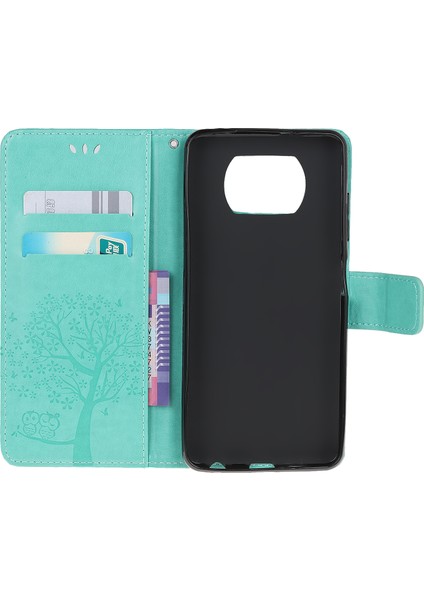 Xiaomi Poco X3/poco X3 Nfc-Chan Için Şık Baskı Ağacı ve Baykuş Cüzdan Deri Telefon Koruyucusu (Yurt Dışından)