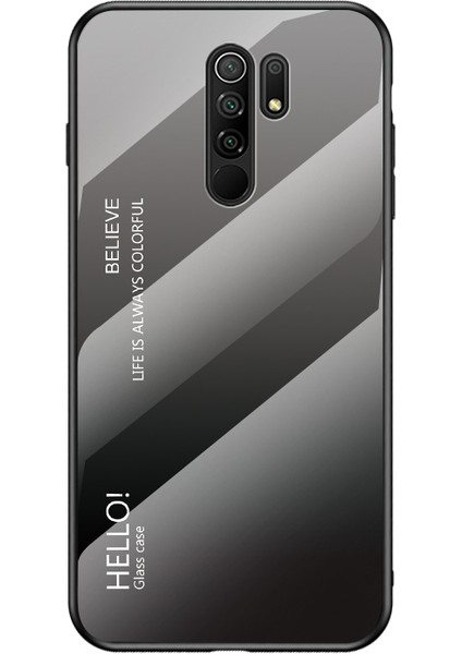 Xiaomi Redmi 9-Gre/siyah Için Gradyan Renk Temsilli Cam+Pc+Tpu Combo Kılıf (Yurt Dışından)