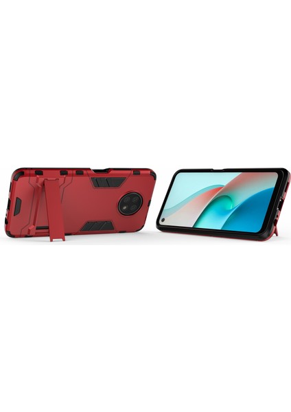 2'si 1 Arada Plastik+Tpu Hibrit Kasa Kickstand Kabuğu Xiaomi Redmi Note 9 5g/redmi Not 9t 5g-Red (Yurt Dışından)