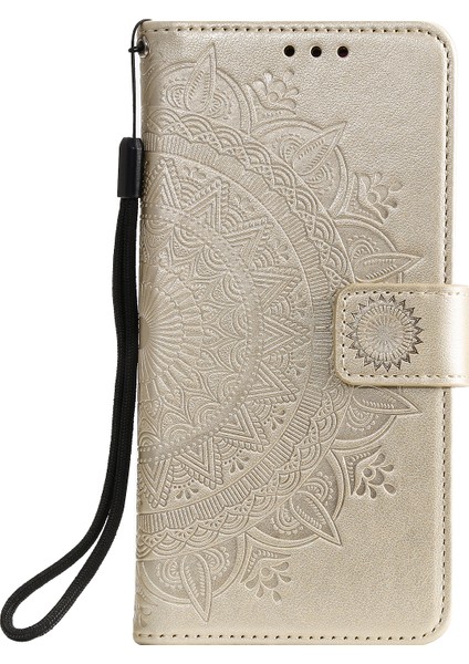 Baskılı Mandala Çiçek Cüzdan Deri Kılıf Xiaomi Poco X3 Nfc/poco X3/x3 Pro-Gold (Yurt Dışından)