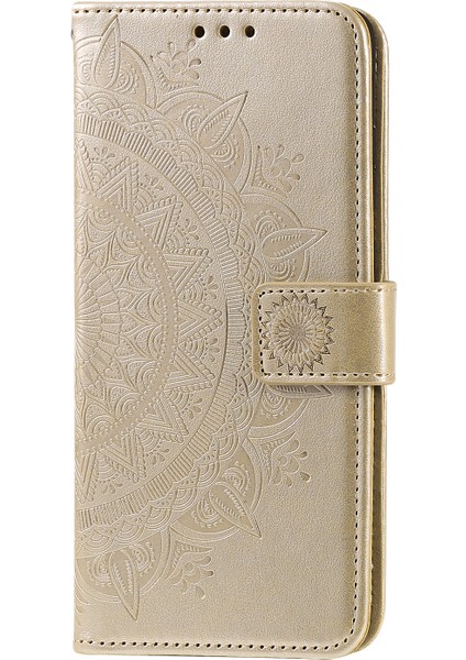 Baskılı Mandala Çiçek Cüzdan Deri Kılıf Xiaomi Poco X3 Nfc/poco X3/x3 Pro-Gold (Yurt Dışından)