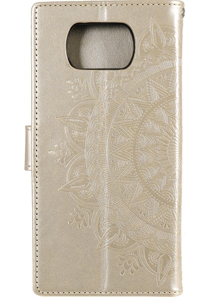 Baskılı Mandala Çiçek Cüzdan Deri Kılıf Xiaomi Poco X3 Nfc/poco X3/x3 Pro-Gold (Yurt Dışından)