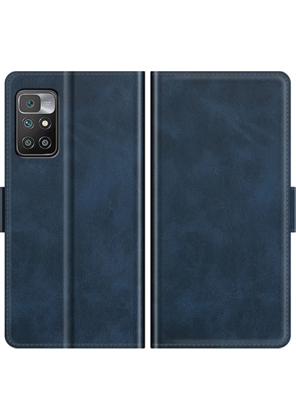 Pu Deri Tam Koruma Cüzdan Kapak Stand Stand Kılıfı Xiaomi Redmi Için Manyetik Çift Tokalı 10 Prime/redmi 10 Mavi (Yurt Dışından)